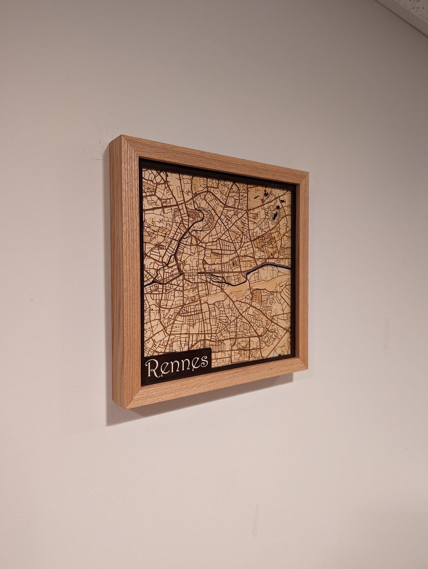 Rennes, France 3D Layered Laser Map, 12x12, Framed