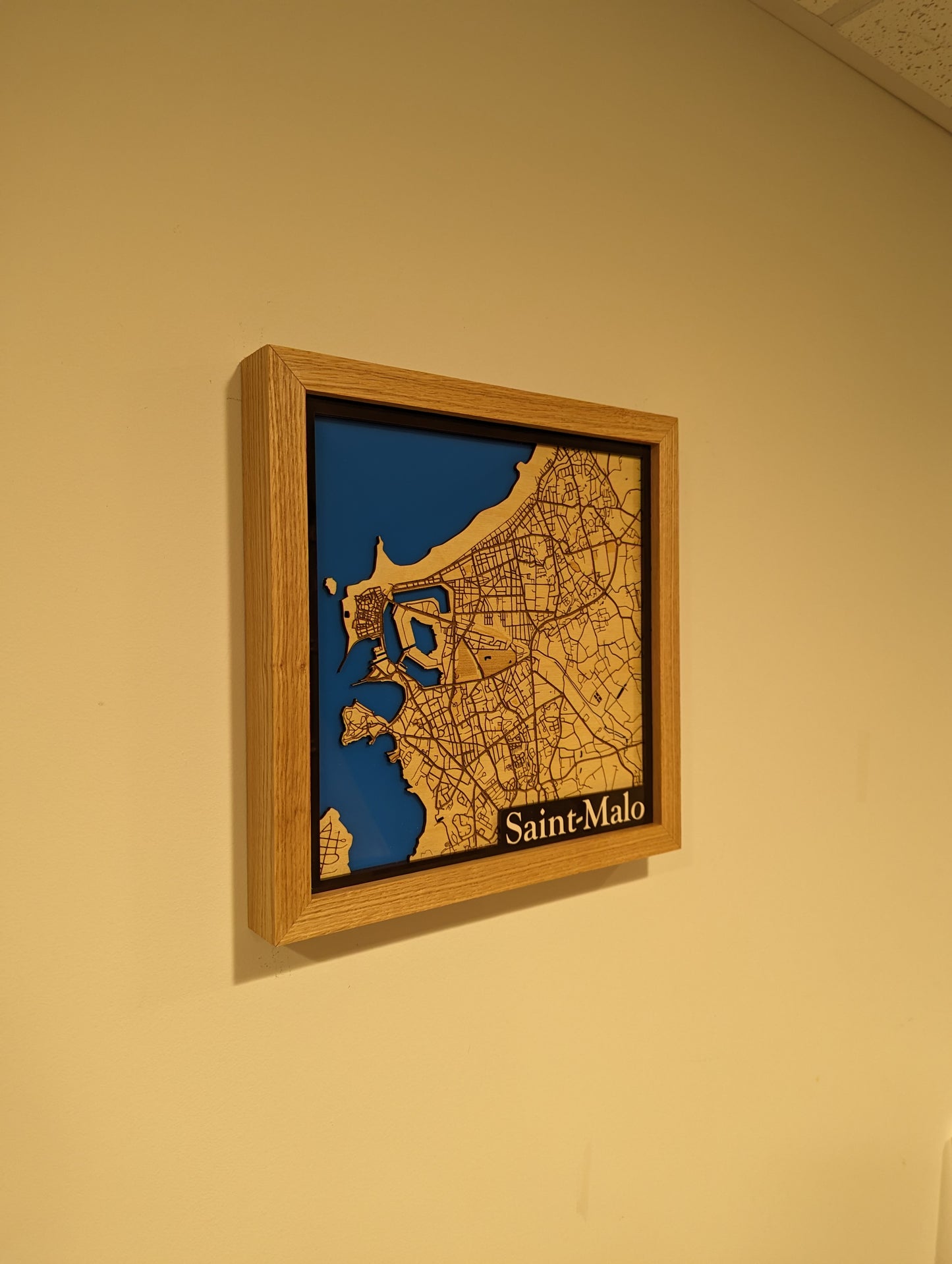 St-Malo, France 3D Layered Laser Map, 12x12, Framed