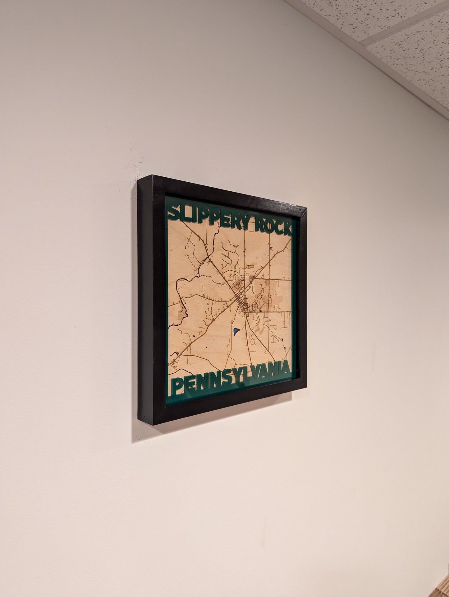 Slippery Rock, PA 3D Layered Laser Map, 12x12