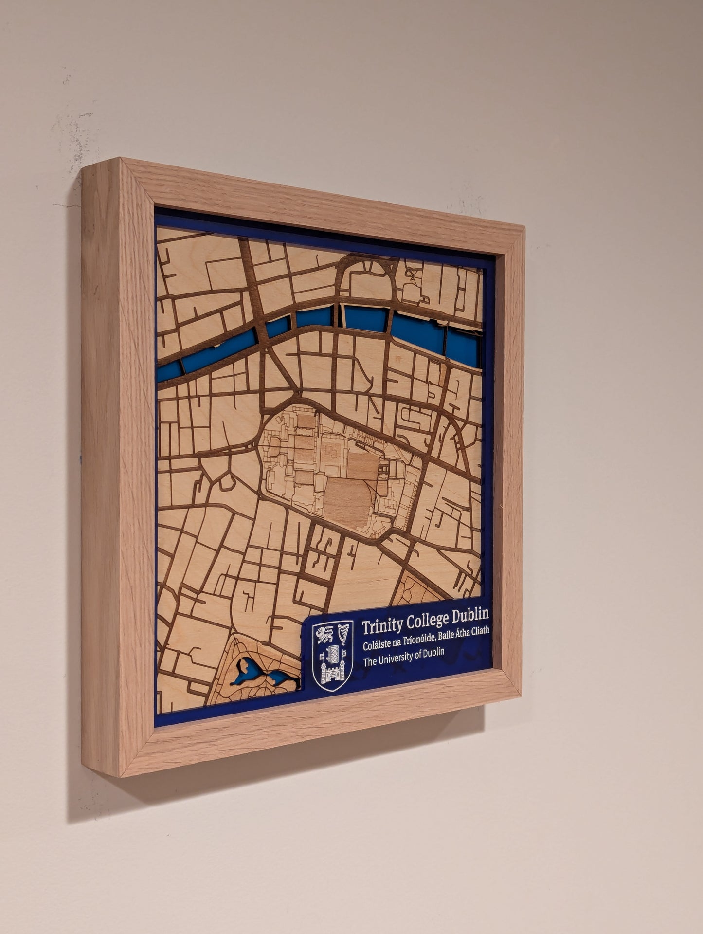 Trinity College, Dublin, Ireland 3D Layered Laser Map, 12x12, Framed