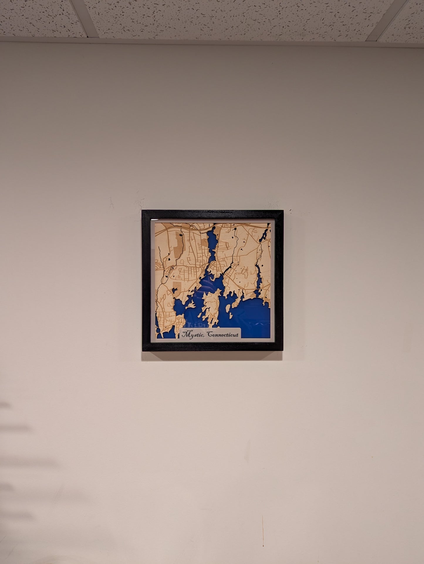 Mystic, CT 3D Layered Laser Map, 12x12, Framed