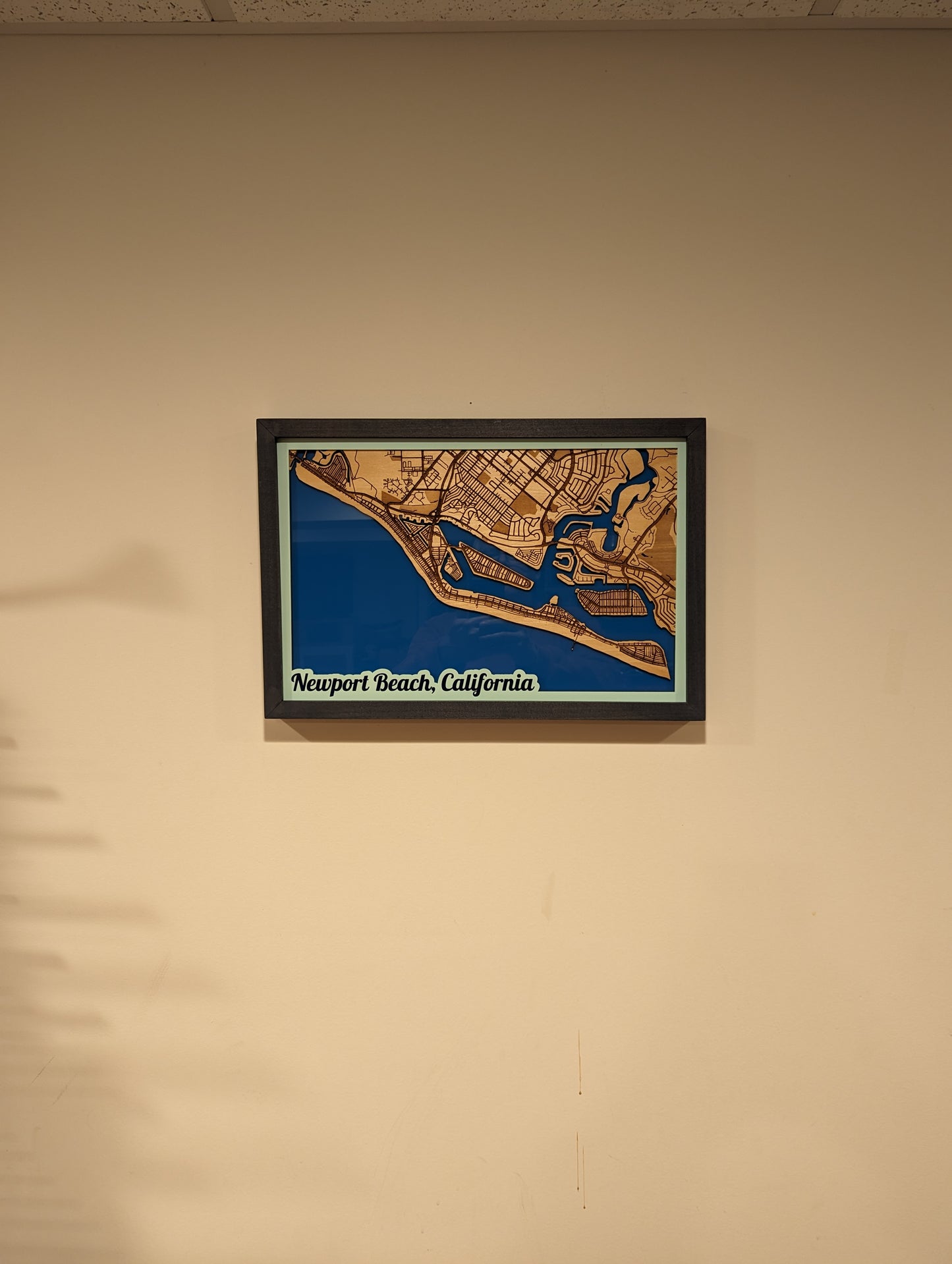 Newport Beach, CA 3D Layered Laser Map, 18x12, Framed