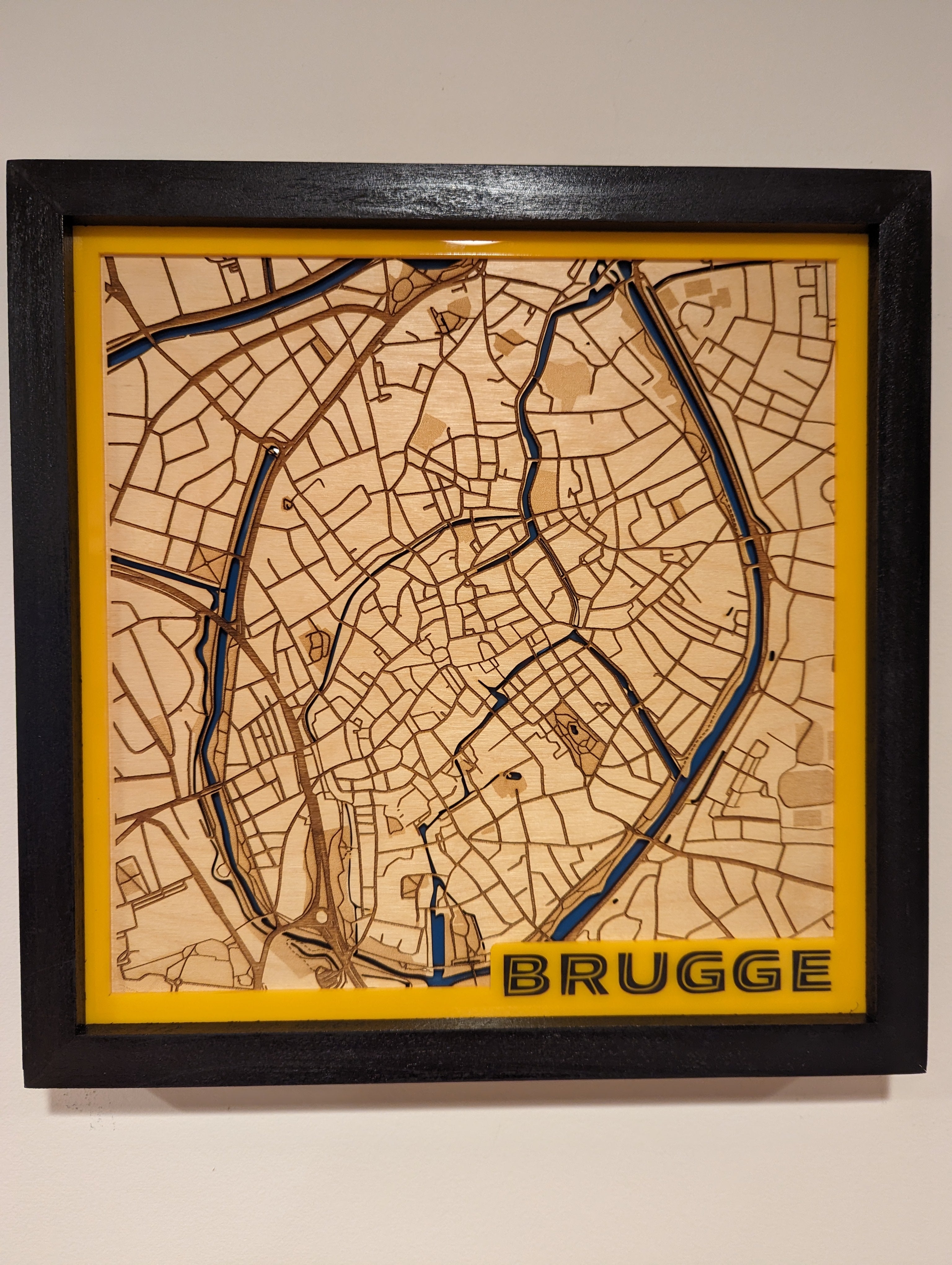 Brugge, Belgium 3D Layered Laser Map, 12x12, Framed – Ruck3D