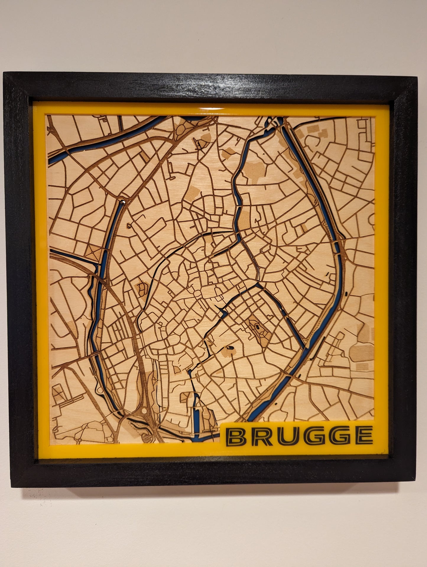 Brugge, Belgium 3D Layered Laser Map, 12x12, Framed