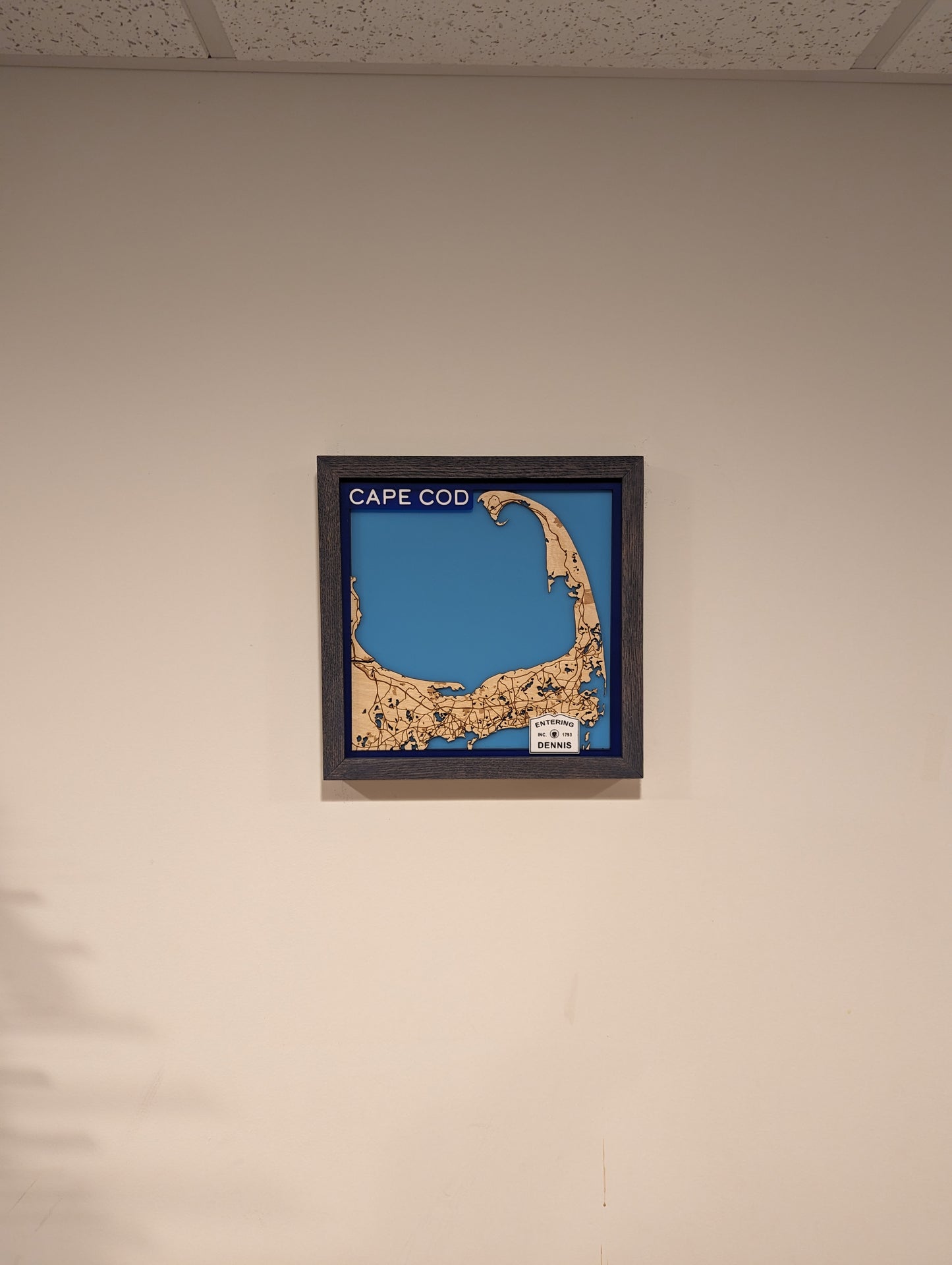 Cape Cod, MA 3D Layered Laser Map, 12x12, Framed