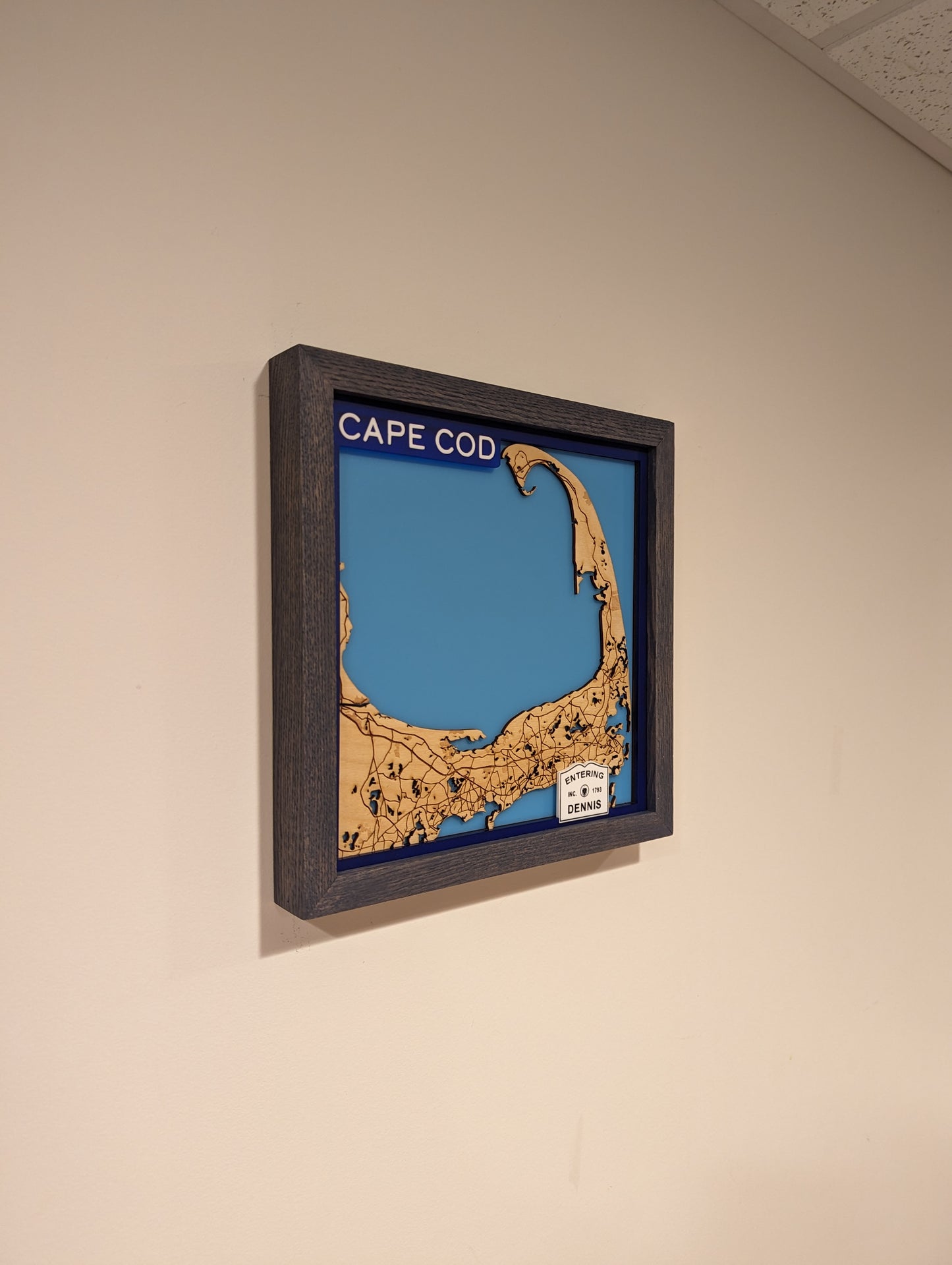 Cape Cod, MA 3D Layered Laser Map, 12x12, Framed