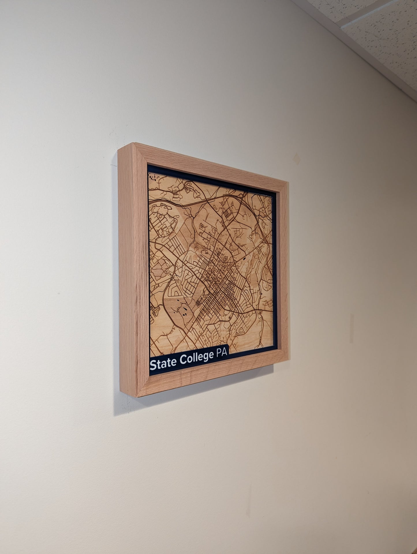 Penn State/State College, PA 3D Layered Laser Map, 12x12, Framed