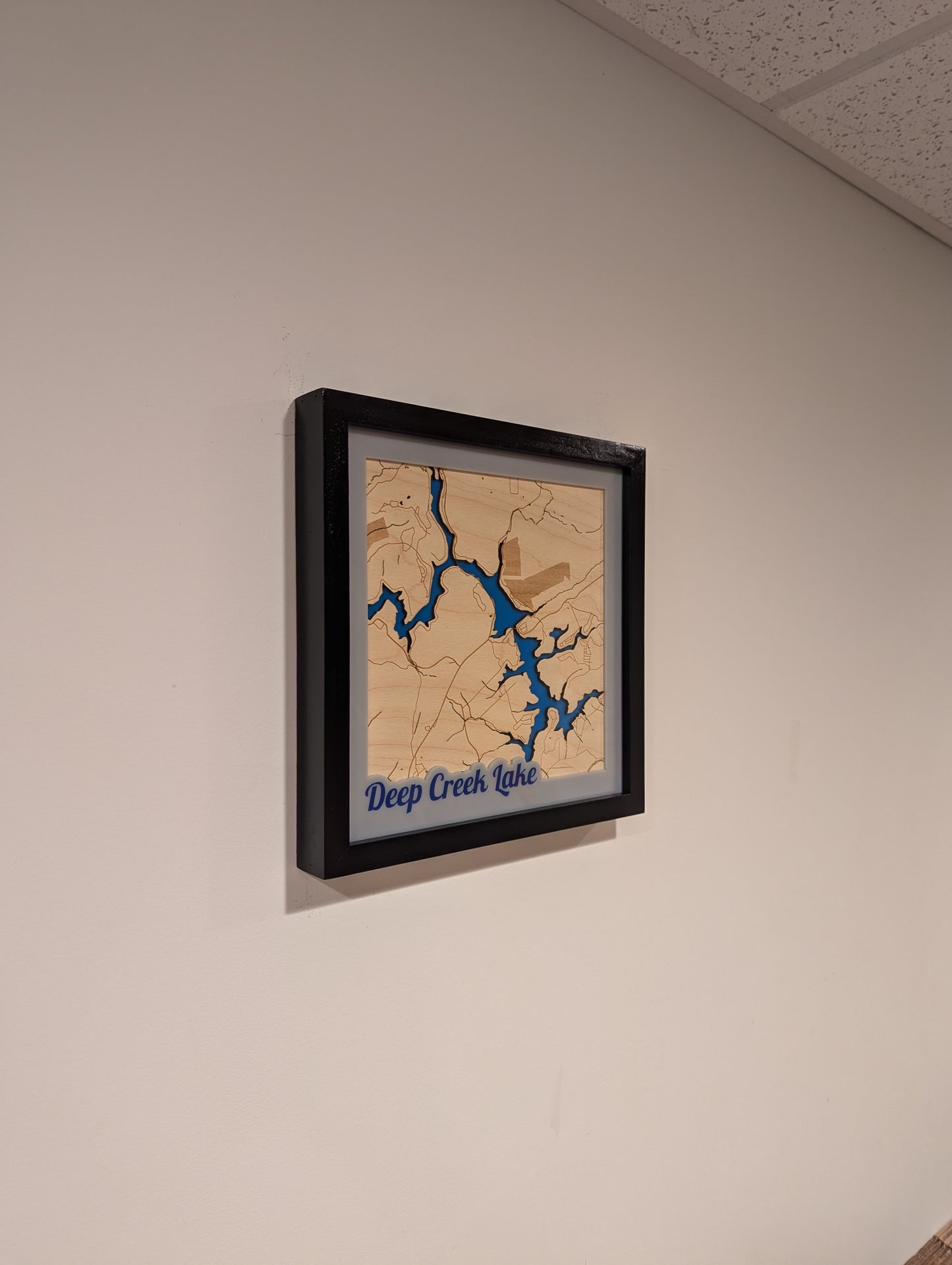 Deep Creek Lake, MD 3D Layered Laser Map, 12x12, Framed