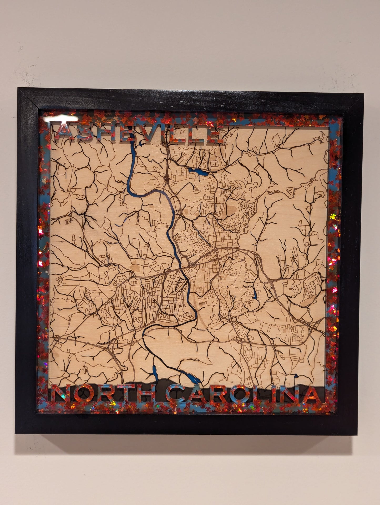 Asheville, NC 3D Layered Laser Map, 12x12