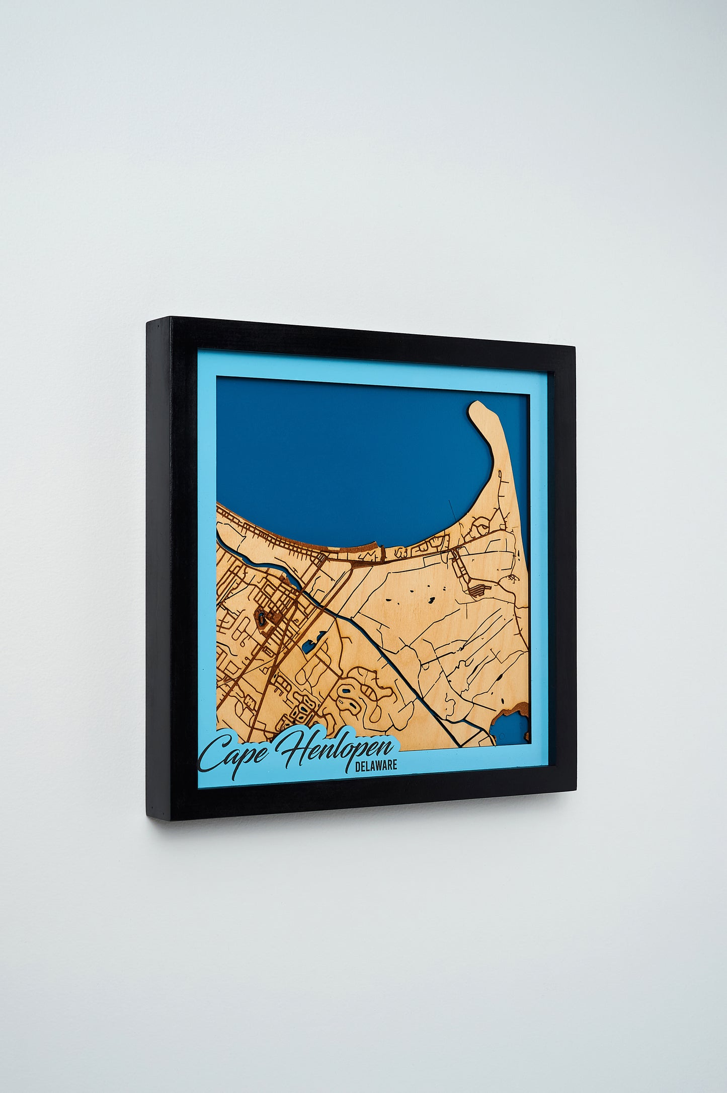 Lewes/Cape Henlopen State Park, DE 3D Layered Laser Map, 12x12, Framed