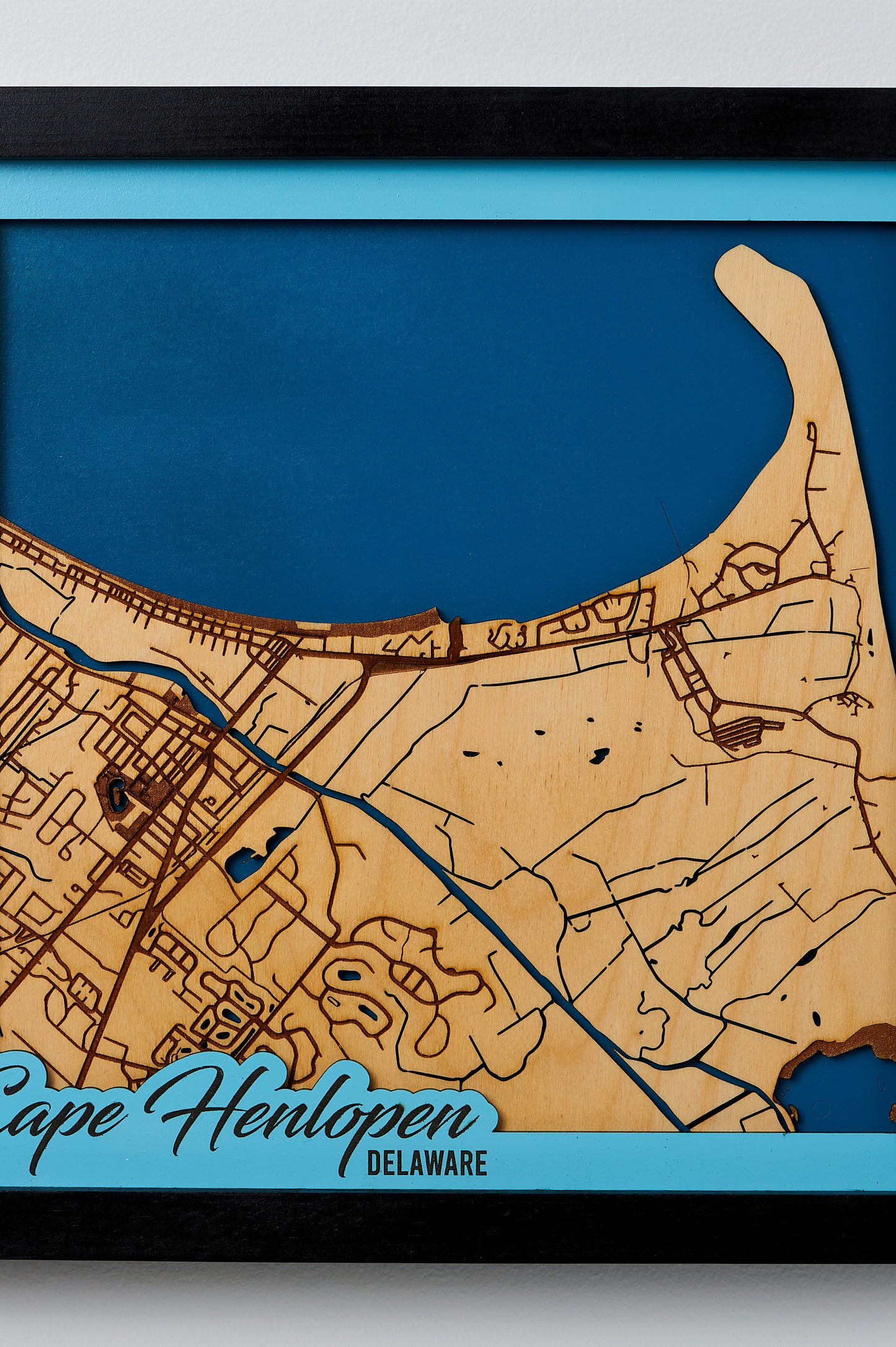 Lewes/Cape Henlopen State Park, DE 3D Layered Laser Map, 12x12, Framed