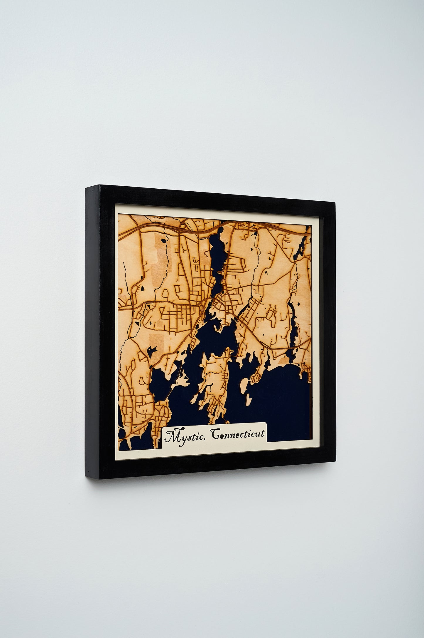 Mystic, CT 3D Layered Laser Map, 12x12, Framed