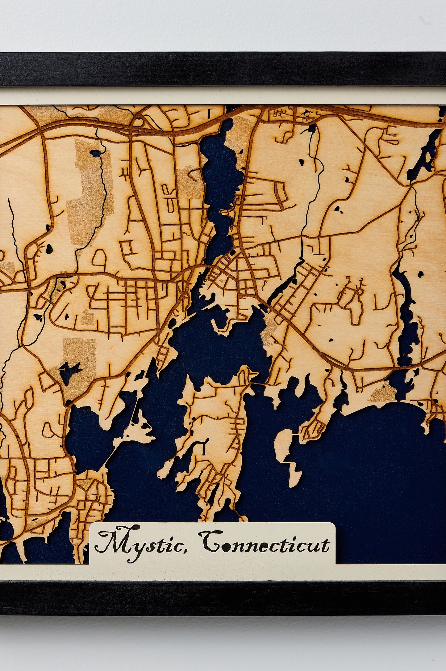 Mystic, CT 3D Layered Laser Map, 12x12, Framed