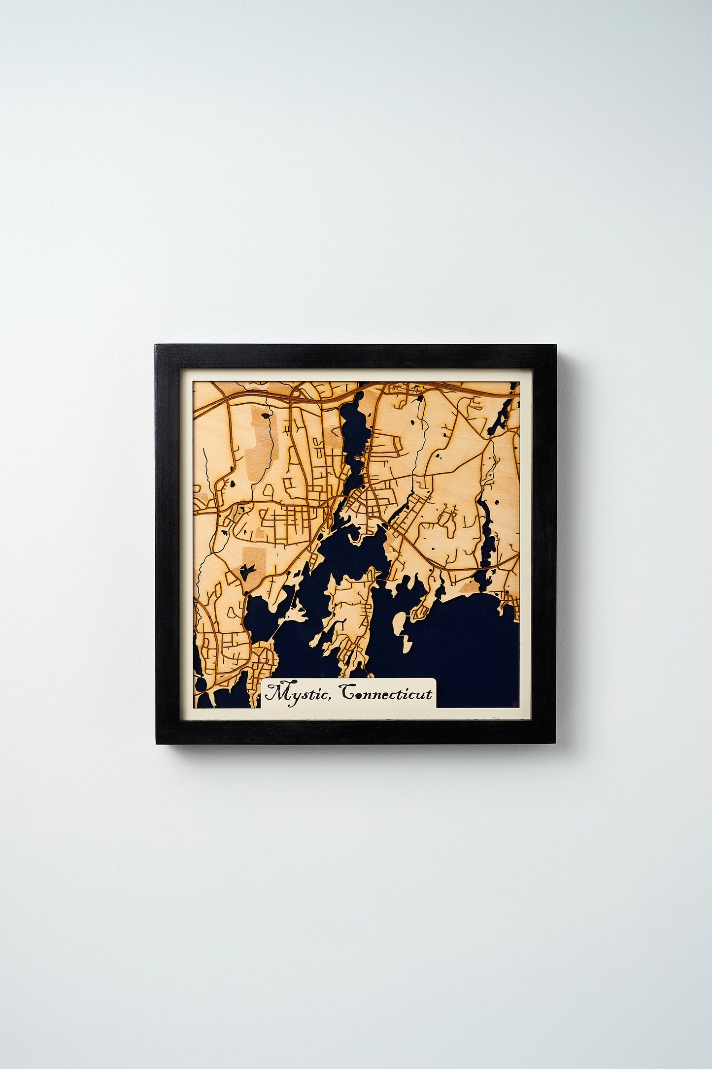 Mystic, CT 3D Layered Laser Map, 12x12, Framed