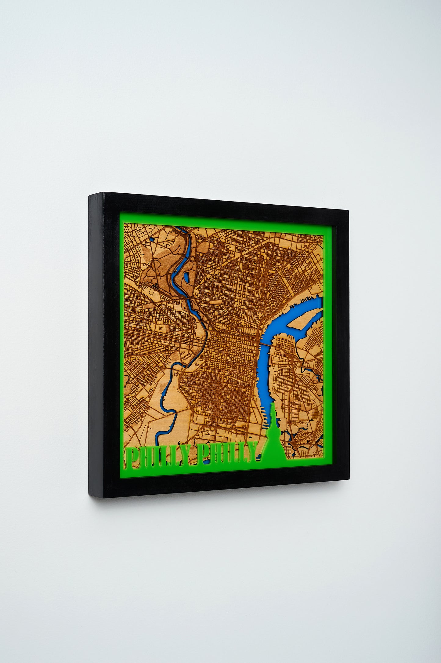 Philadelphia, PA 3D Layered Laser Map, 12x12, Framed