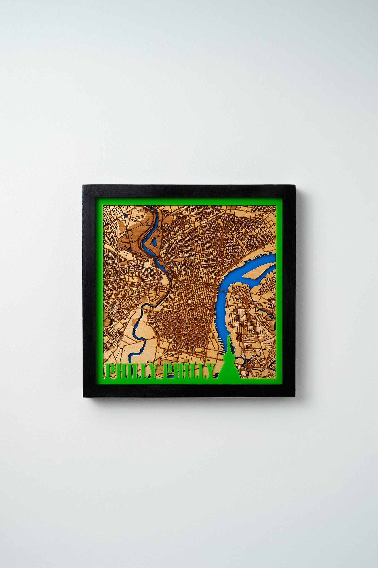 Philadelphia, PA 3D Layered Laser Map, 12x12, Framed